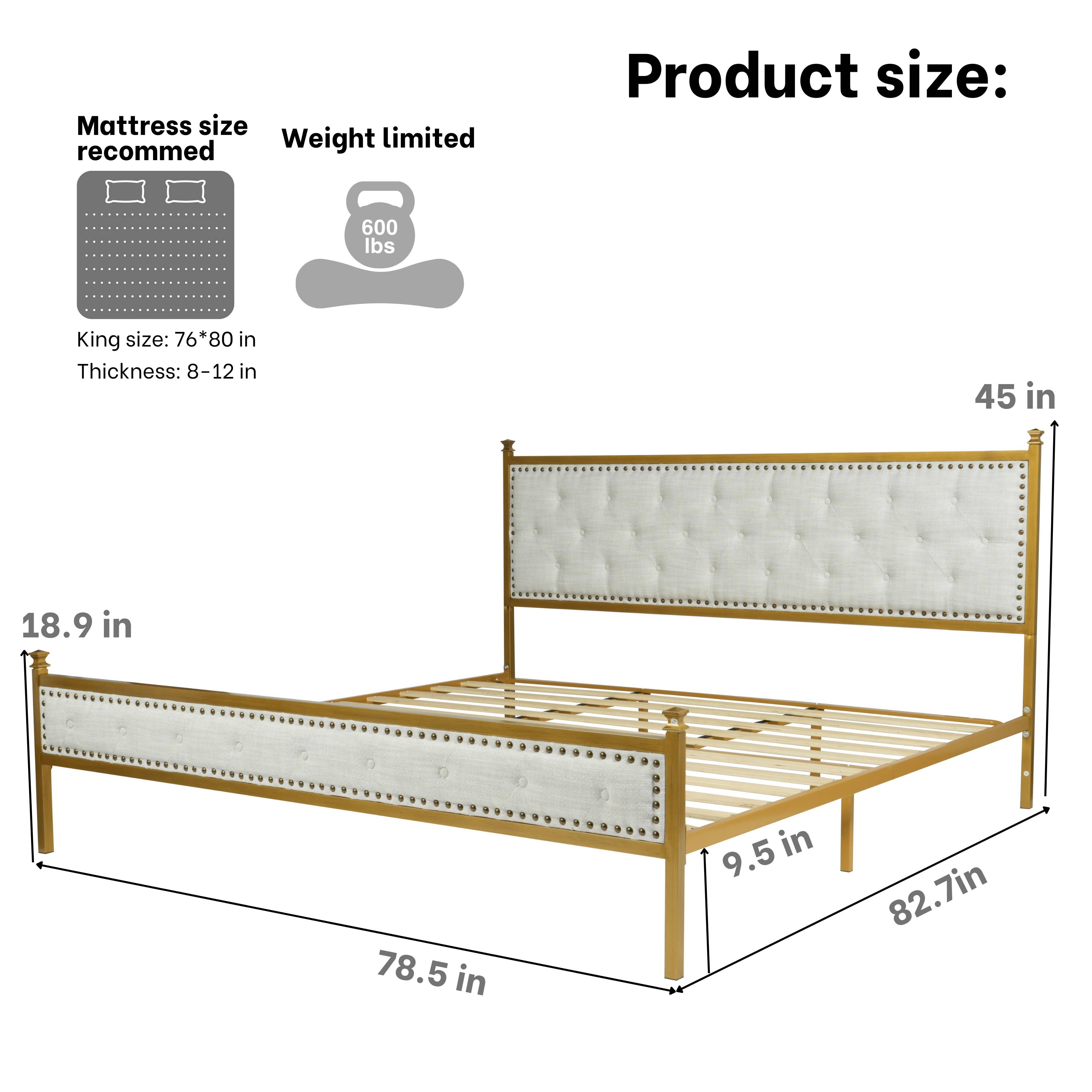 HOMYCASA DESIGN INC - Wholesale Bed - Queen/King Tufted Bed Frame, Beige/Brown, No Box Spring11