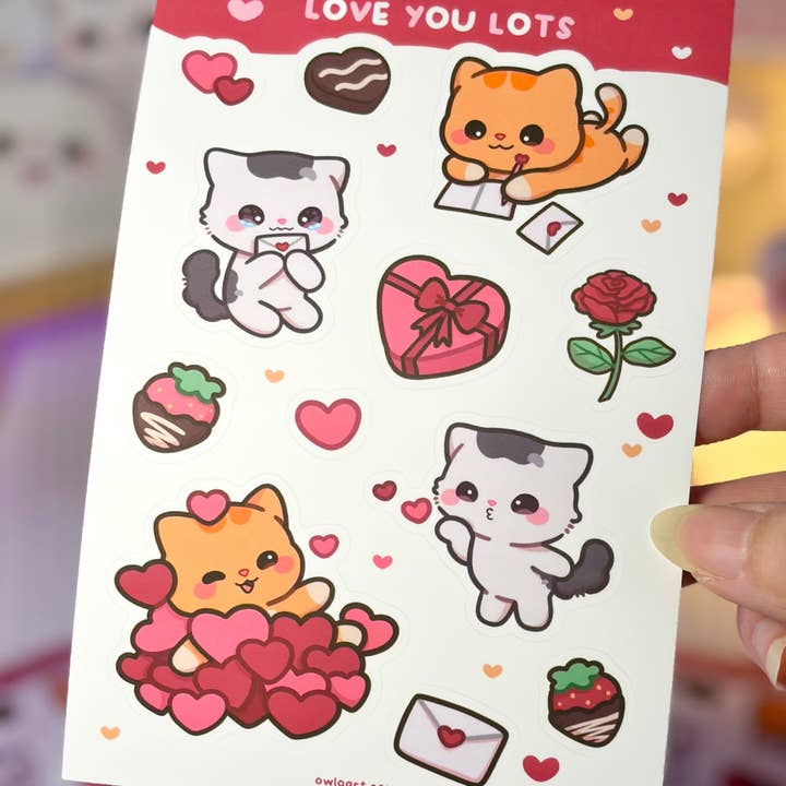 owloArt - Wholesale Sticker - Love You Lots Waterproof Sticker Sheet1