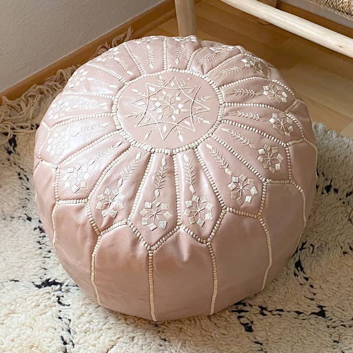 Moroccan pouf ottoman // round L 20"x13" Nuss nuss and other Purchase Wholesale nuss. Free Returns & Net 60 Terms on Faire trending on Faire.