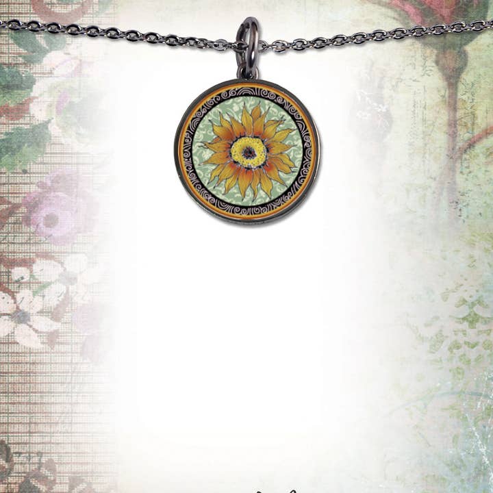 SPIRIT LALA LLC – wholesale Pendant/charm necklace – Sunflower Green Circular Pendant6