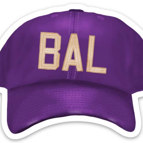 Baltimore Baseball Cap Die Cut Sticker for wholesale by Maggie Moore Studio