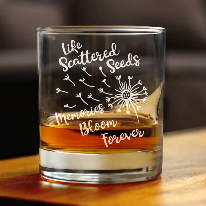 bevvee - Wholesale Cocktail/Liquor Glass - Scattered Seeds Dandelion - Whiskey Rocks Glass - Sympathy1
