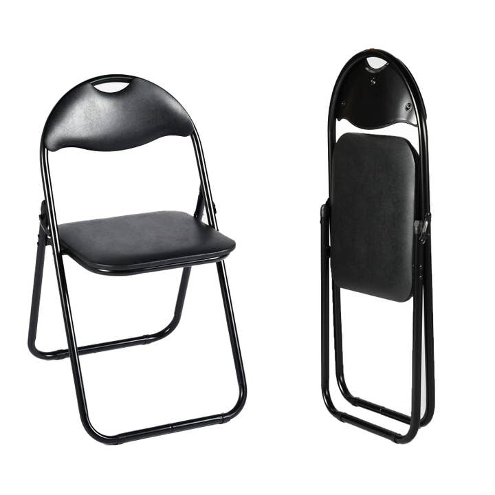 39F Inc. - Wholesale Folding Chair - Black Folding Chair with PVC Seat & Back