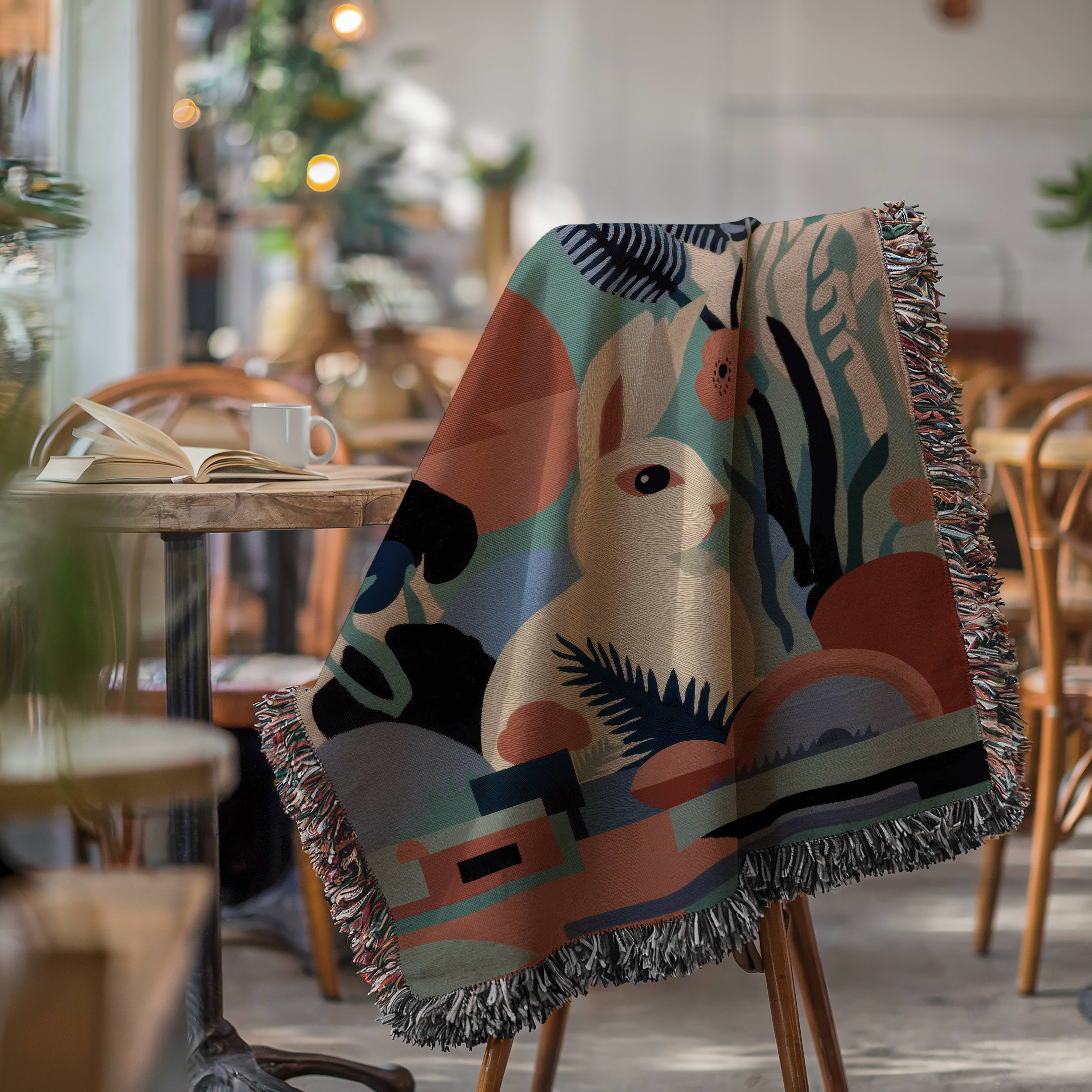 CasaIuliia – Engroshandel Tæppe – Moderne Kanin Vævet Tæppe – Kunstnerisk Bomulds Jacquard Plaid4