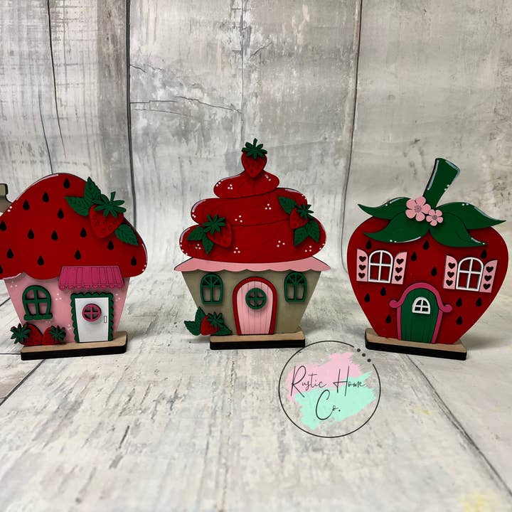 Strawberry houses DIY craft Kit for wholesale by Rustic Home Co LLC