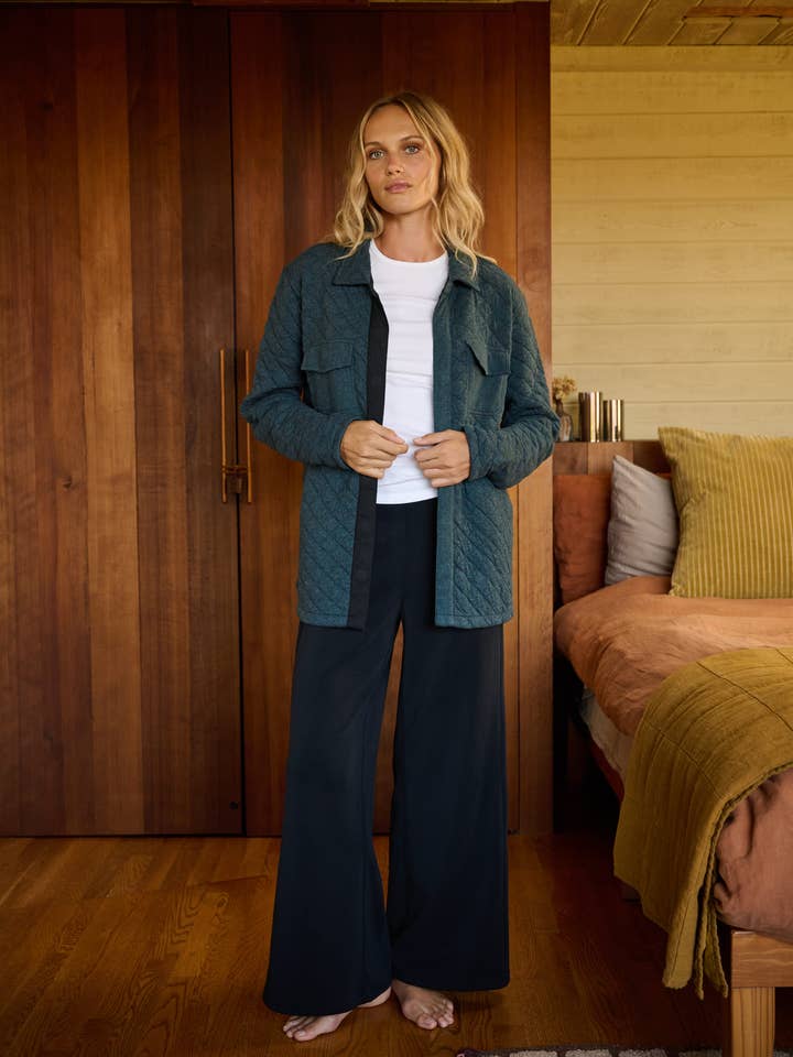 Abuelo Quilted Magnetic Jacket in Blue Heather for wholesale by Hermoza