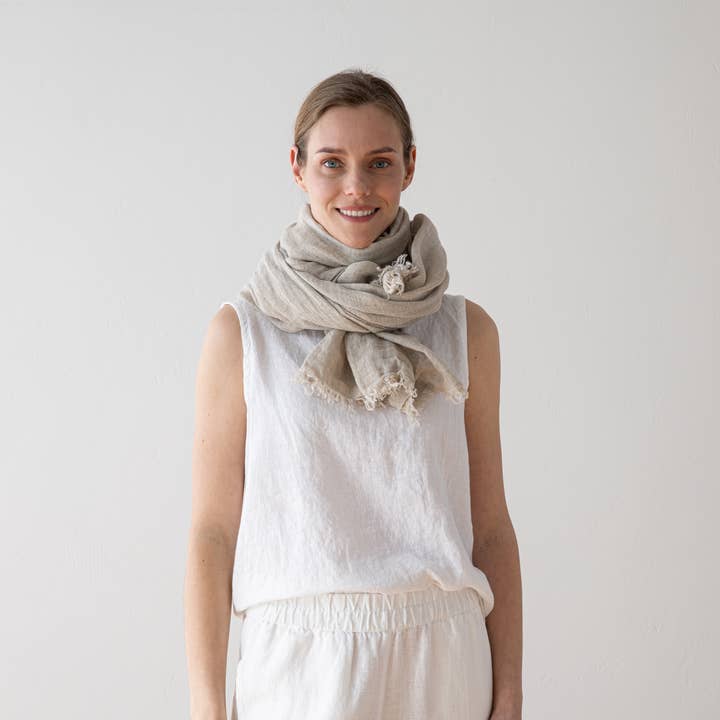 Sciarpa di Lino Garza NATURALE per la vendita all'ingrosso da parte di LinenMe