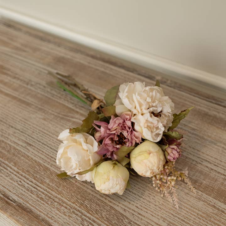 16" CREAM & MAUVE DRIED PEONY, ANEMONE & ROSE BUNDLE for wholesale by Ragon House