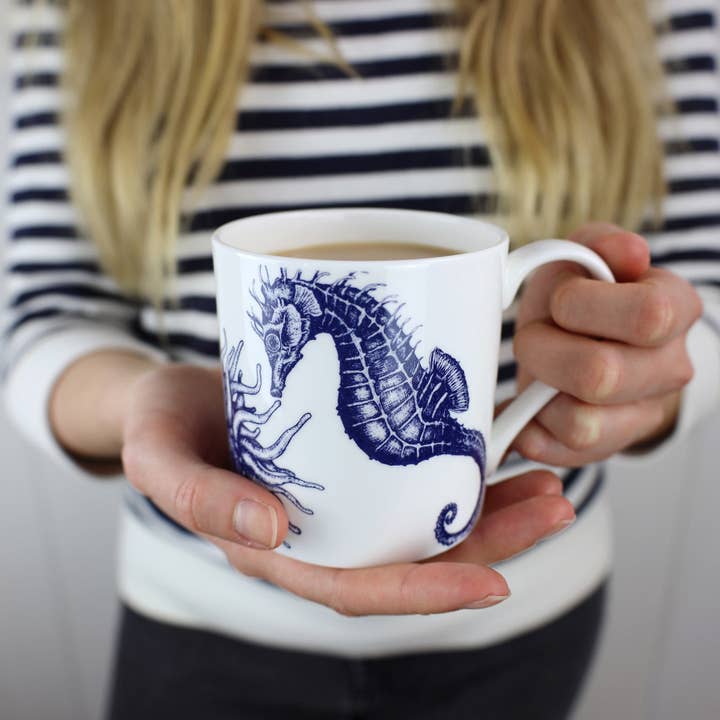 Cream Cornwall - Wholesale Coffee Mug - Bone China Seahorse Mug4