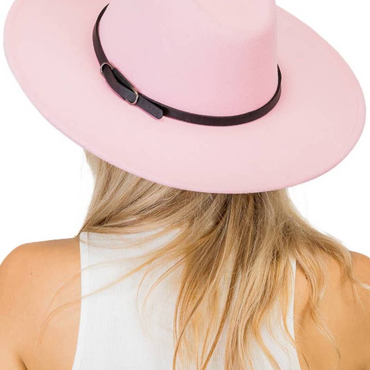 Cap Zone - Wholesale Fedora - Women's - Red Bottom Black Belt Rancher Hat Wide Brim35