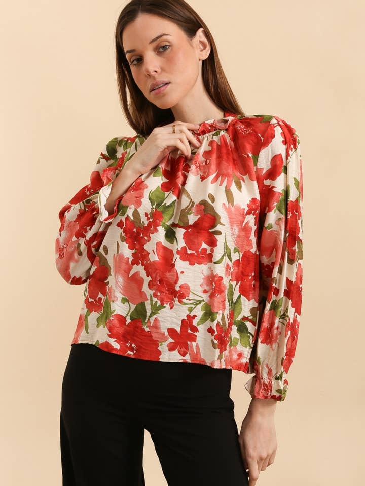 MOOYA - Wholesale Blouse - Women's - Floral long-sleeve blouse - M2014