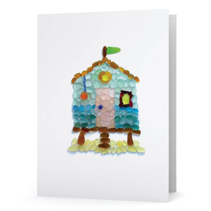 Sea Glass Beach Cottage Card for wholesale by Beachcombing / Etched by the Sea