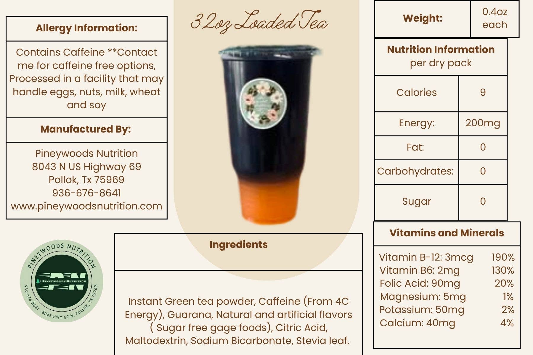 Pineywoods Nutrition - Wholesale Sports/Energy Drink - Sweet Prickly Pear- 32oz0