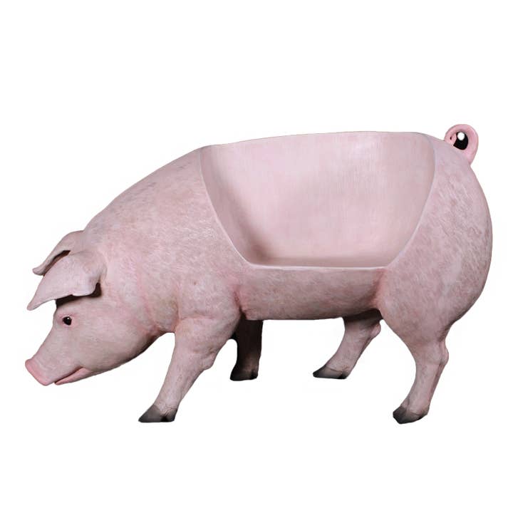 Pig Bench Life Size Statue for wholesale by LM Treasures
