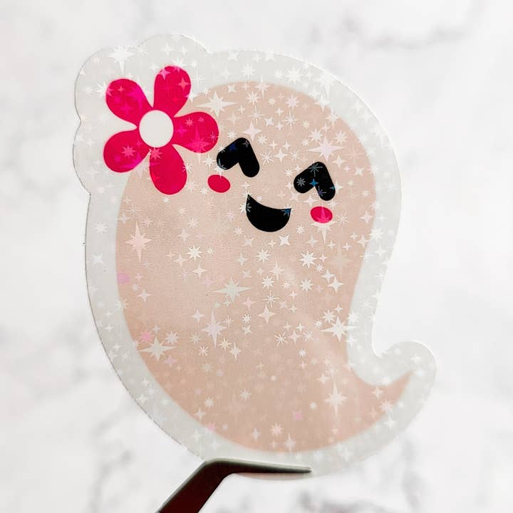 Spring Ghost Floral Spooky Water-Resistant Sticker for wholesale by honeysheshome