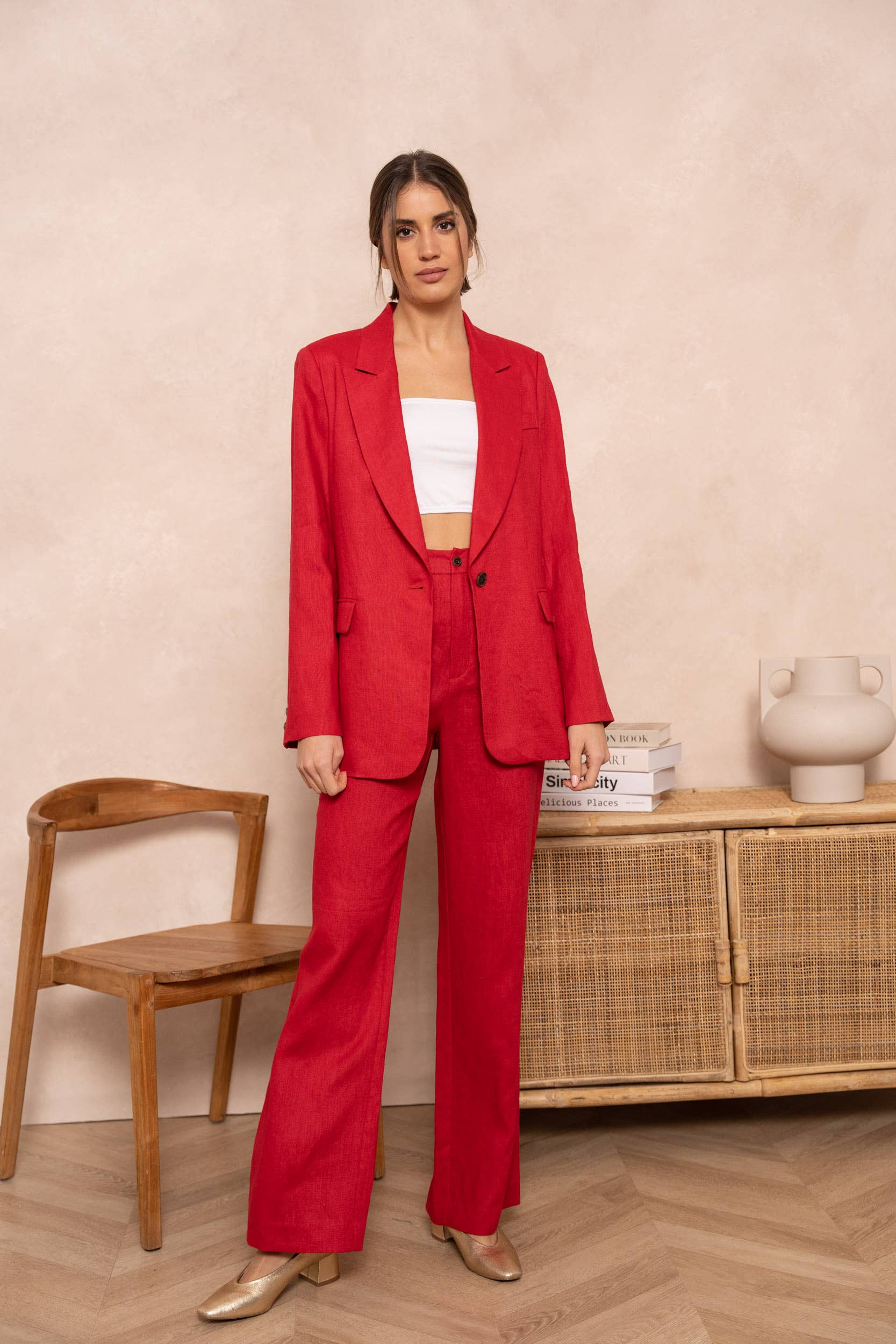 Attentif Paris - Wholesale Pants - Women's - [Linen] Plain straight trousers in premium quality linen4