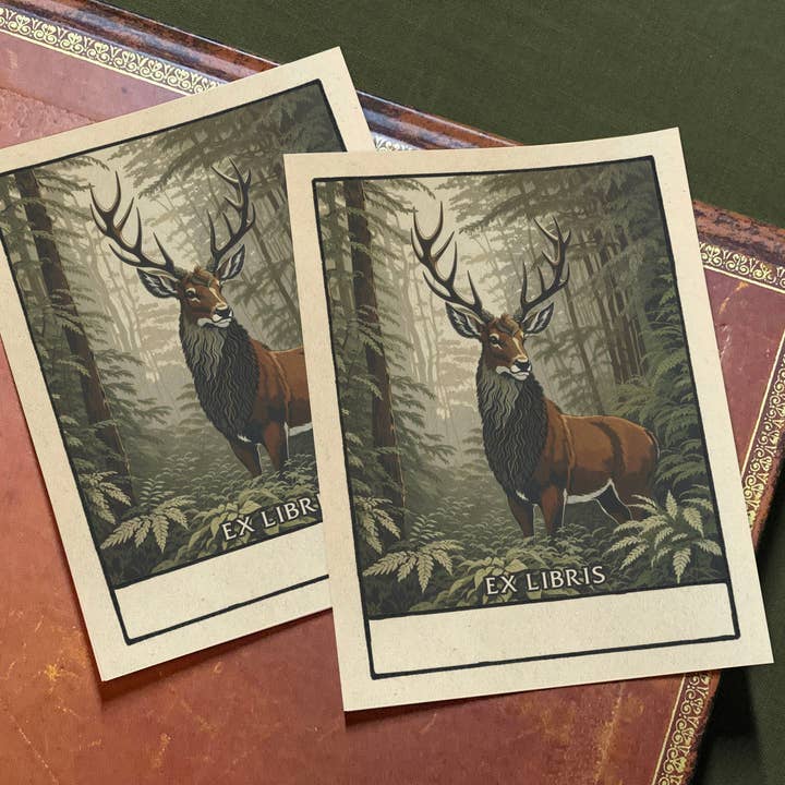 Exlibris Exlibris, Stag Sovereign, gummiertes Papier für den Großhandel von Ebon et Noir LLC