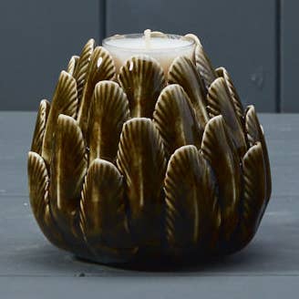 Green Ceramic Flower Tealight for wholesale by Satchville