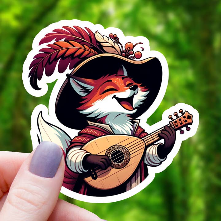 Fox Bard TTRPG Inspired Sticker- 3" for wholesale by Mimic Gaming Co