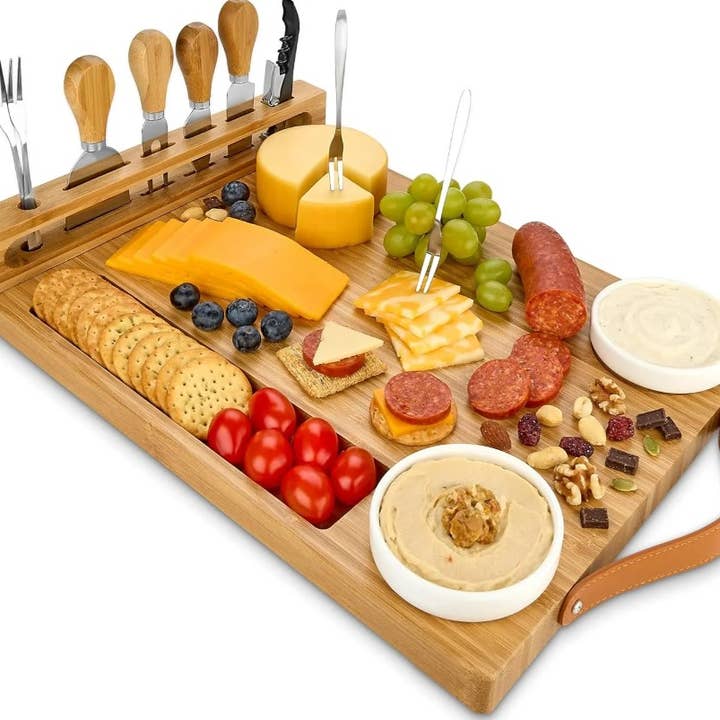 Merchandise Unlimited - Wholesale Cheese Board - Bamboo Charcuterie Board - Exquisite Cheese Board and Knife