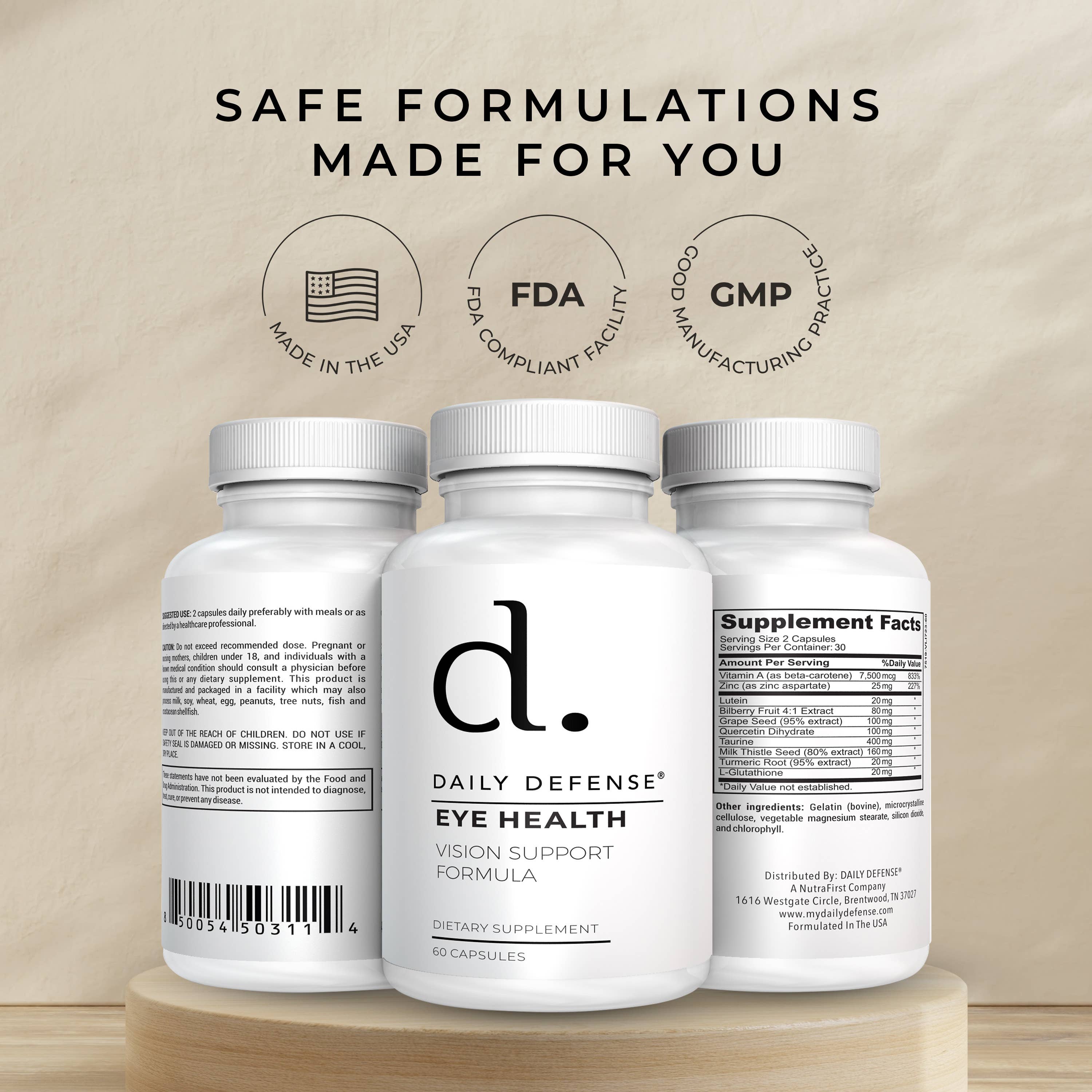 DAILY DEFENSE – Großhandel Nahrungsergänzungsmittel/Vitamin zum Einnehmen – EYE HEALTH Supplement Formel zur Unterstützung der Sehkraft7