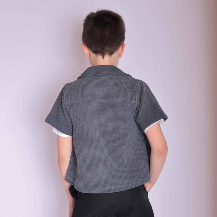 Infantium Victoria - Wholesale Button Down Shirt - Kids - Grey Boys and Girls Button Up Shirt2