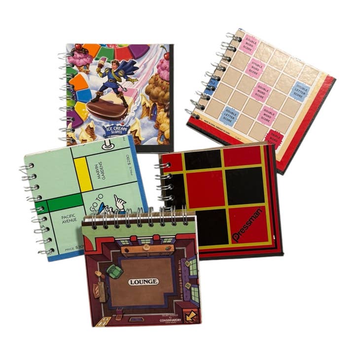 StuckOnU Art - Wholesale Journal/Diary - Upcycled Hand Made Board Game (5x5") Journal (min 5)1