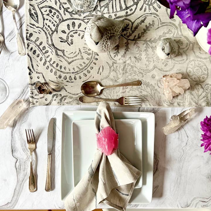 Tulusa - Wholesale Dinner & Cloth Napkin - *HIGH BROW HIPPIE - SET OF 4 LINEN SHIBORI NAPKINS10