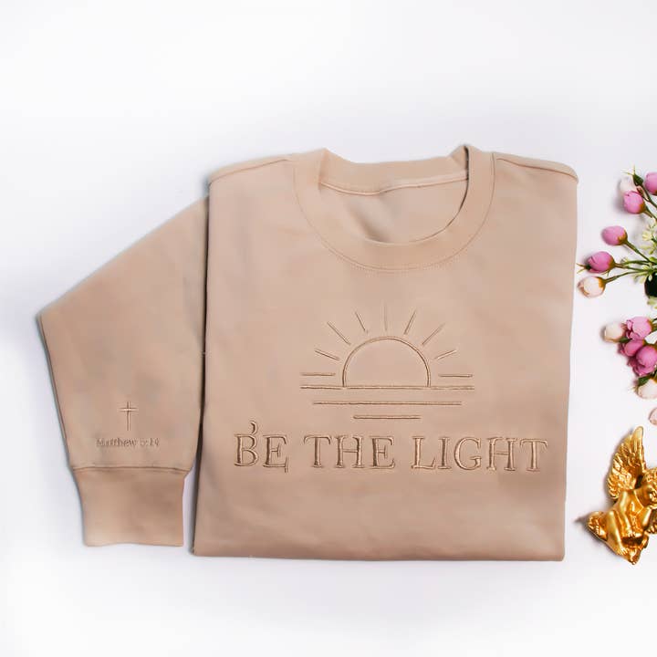 Embroidered Hoodie Sweatshirt--100% Cotton-BE THE LIGHT for wholesale by GirlyPirateCo