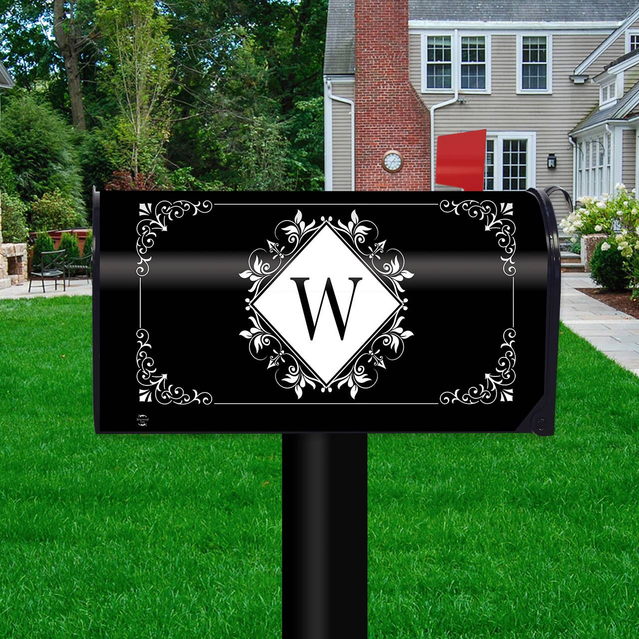 Briarwood Lane - Wholesale Mailbox - Black and White Monogram W Mailbox Cover1