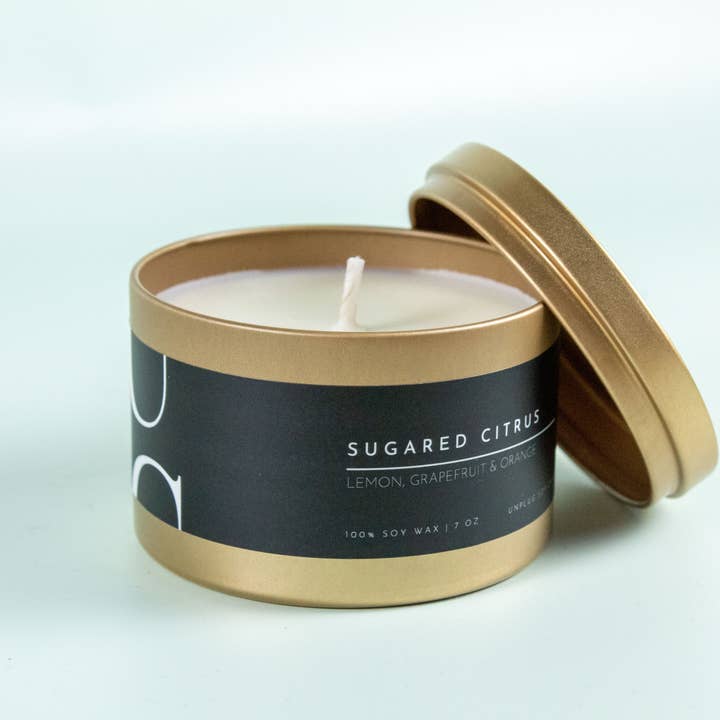 Unplug Soy Candles - Wholesale Travel candles - Matte Gold Travel Tin Soy Candle2