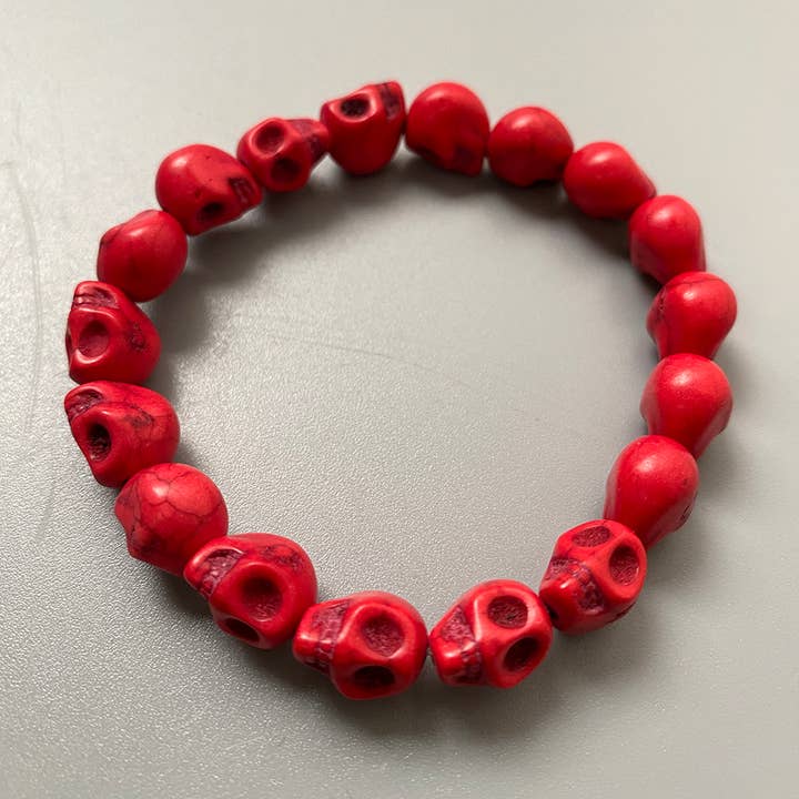VIE - Wholesale Beaded Bracelet - Skull Bracelet, Dyed Howlite17