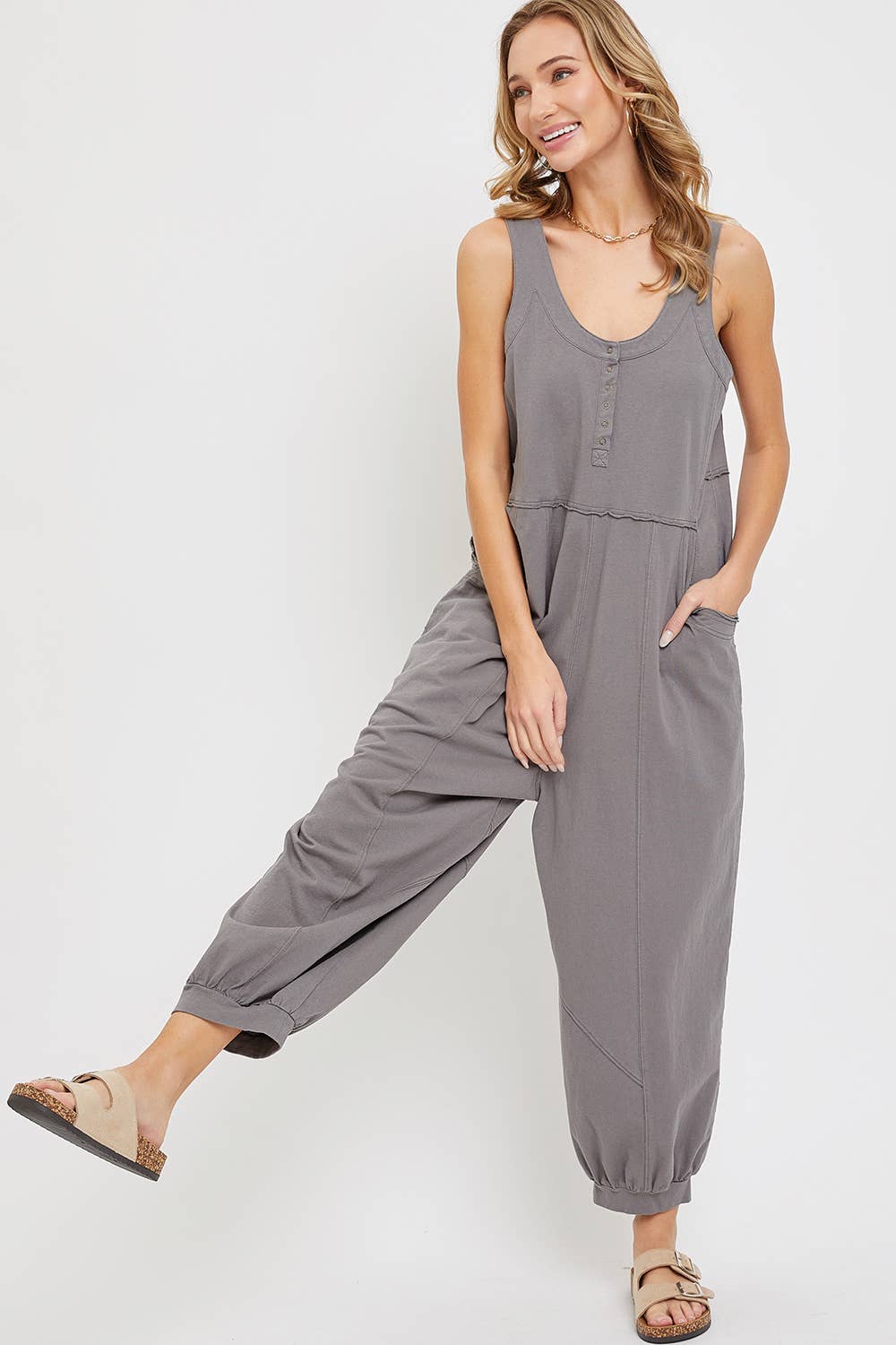 Sweet Lovely by Jen - Wholesale Jumpsuit - Women's - COTTON WASHED SLOUCHY JUMPSUIT28