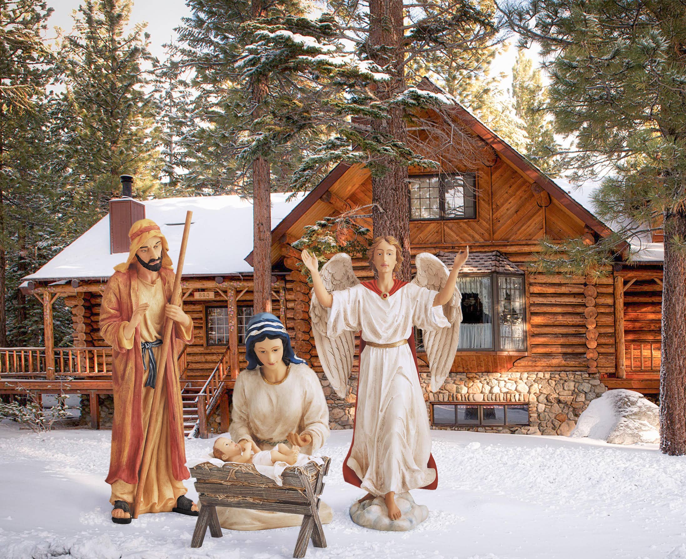 Three Kings Gifts - Wholesale Christmas Decoration - Four Piece Holy Family Outdoor Real Life Nativity3