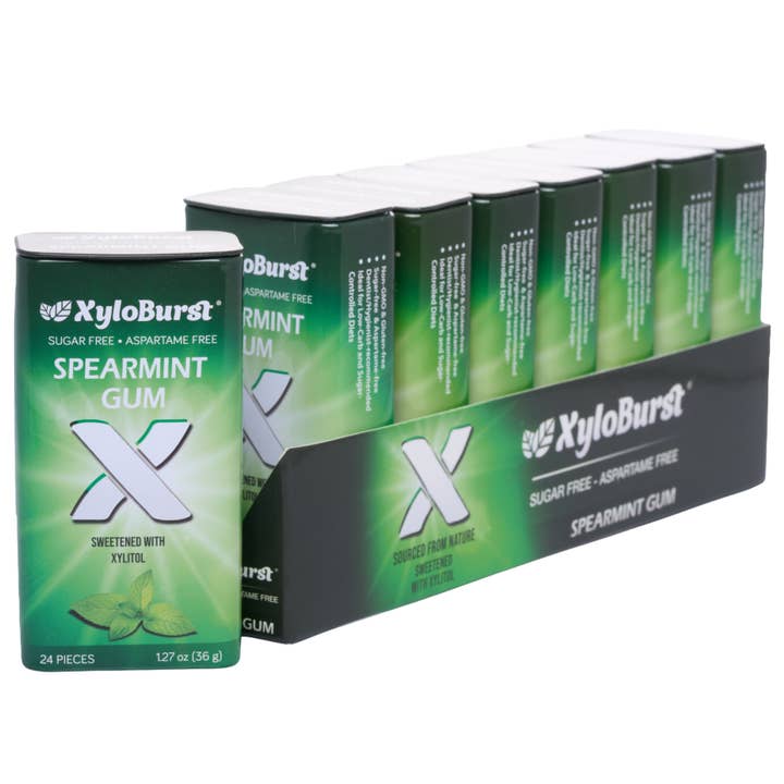 Xyloburst Sugar-Free Spearmint Gum 24 ct. Jar (8-pack) for wholesale by Focus Nutrition