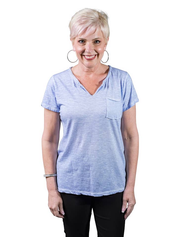 TINA Stephens Italy/Tees By Tina - Wholesale T-Shirt - Women's - Florence V-Neck Frocket Tee (BSS165)3