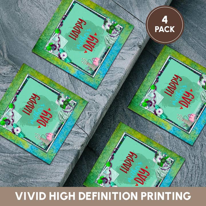 3dRose – wholesale Coasters – 3dRose, Image of Mothers Day, Lace Apron, Flowers, Purse, Ribbon Frame, Aqua, Coaster5