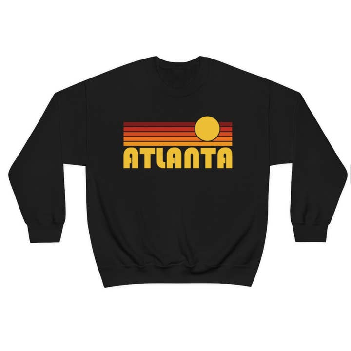 Hey Mountains - Wholesale Graphic Sweatshirt - Women's - Atlanta, Georgia Sweatshirt - Retro Sunset Unisex