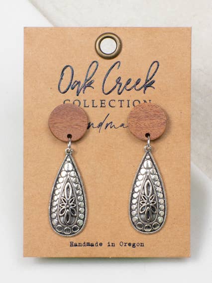 Wood with Silver Teardrop for wholesale by Oak Creek Collection Handmade