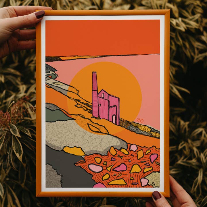 Tin Mine Penzance Art Print uit Cornwall, kunst met een reisthema voor wholesale door Freya Niamh