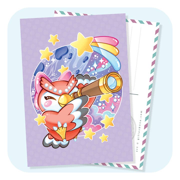 Celeste Blick auf die Sterne Postkarte für den Großhandel von Gilles Bone Illustrations