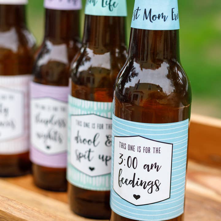 Paprika Paperie - Wholesale Gift Tag Label - Mom Life Beer Bottle Labels Mom Survival Kit Gift for Mommy First Time Mom Gift for Her Mommy Milestones Gift from Baby Printed3