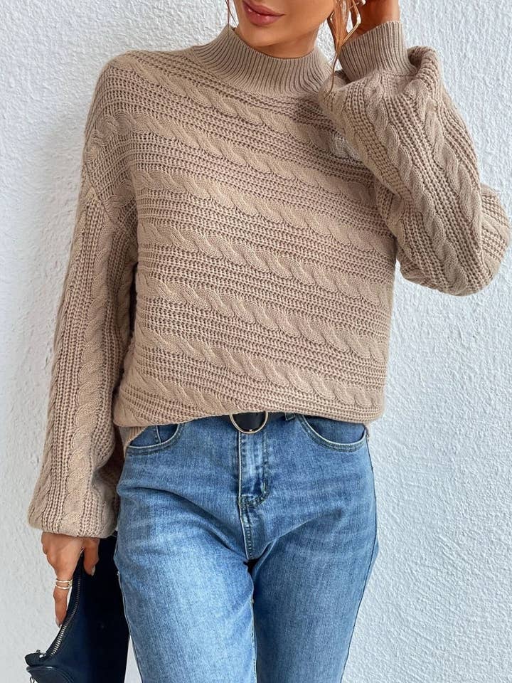 safistyle - Wholesale Knit Sweater - Women's - Cable Knit Sweater with Lantern Sleeves9
