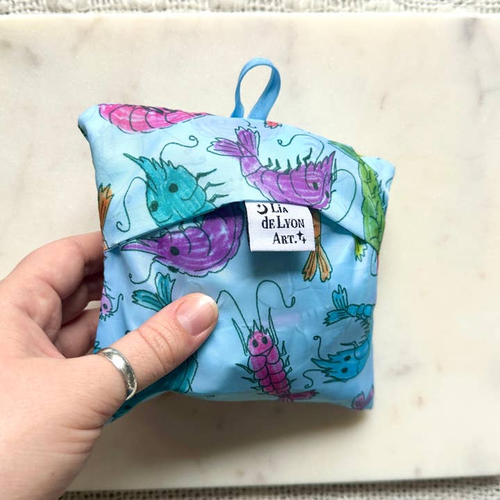 liadelyonart - Wholesale Grocery/Shopping Bag - Whimsical Shrimp Reusable Tote Bag11