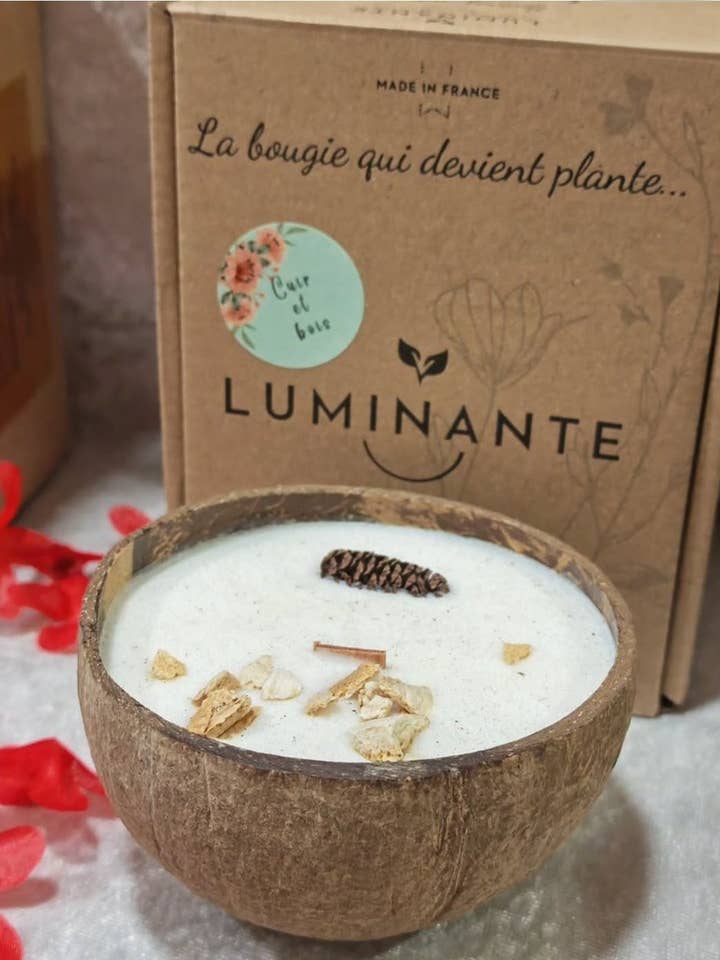 The candle that becomes a plant Oud Wood model "coco" for wholesale by LUMINANTE