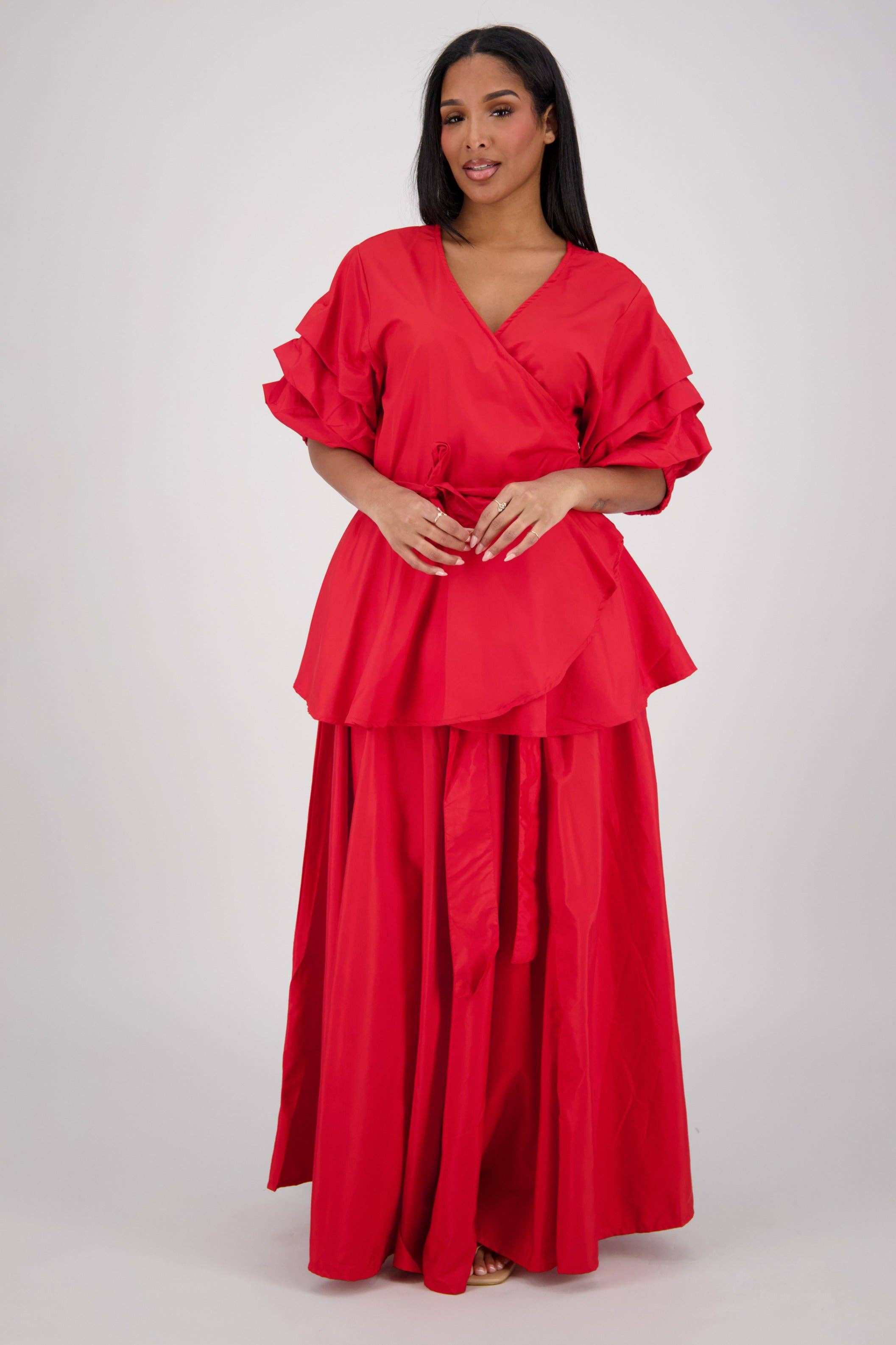 Advance Apparels – Großhandel Set aus Oberteil und Rock – Damen – Wickeloberteil-Rock-Set AS-250774