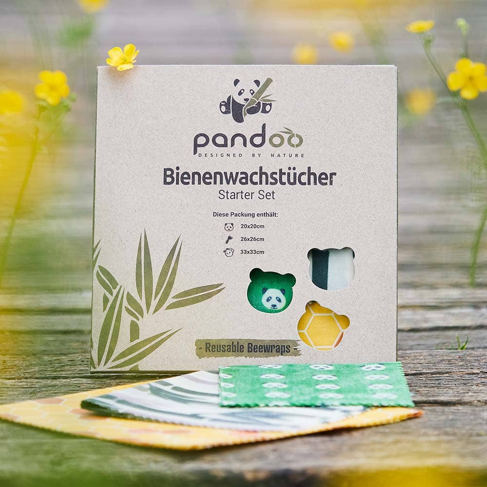 Pandoo - Wholesale Food Storage Wrap/Bag - Beeswax cloths starter set | 3 sizes3