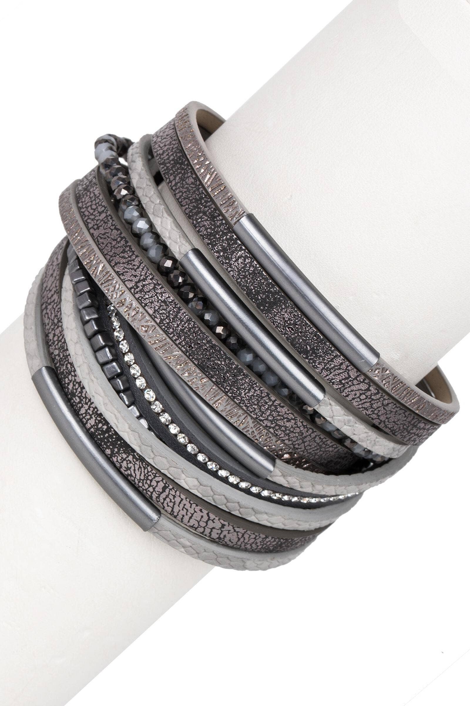 SAACHI - Wholesale Beaded Bracelet - Glimmer Leather Bracelet4
