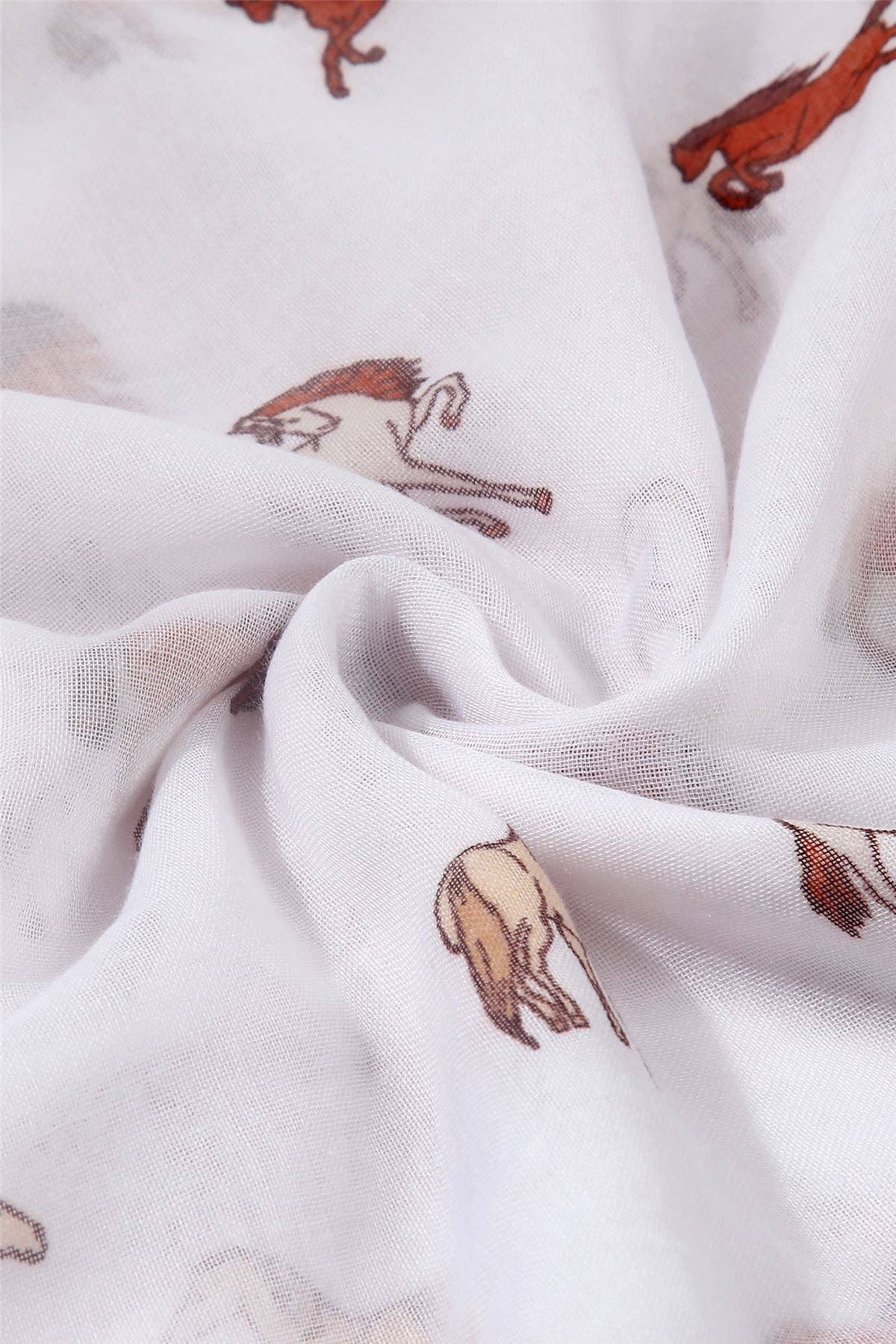 White Galloping Horse Print Scarf for wholesale on Faire4
