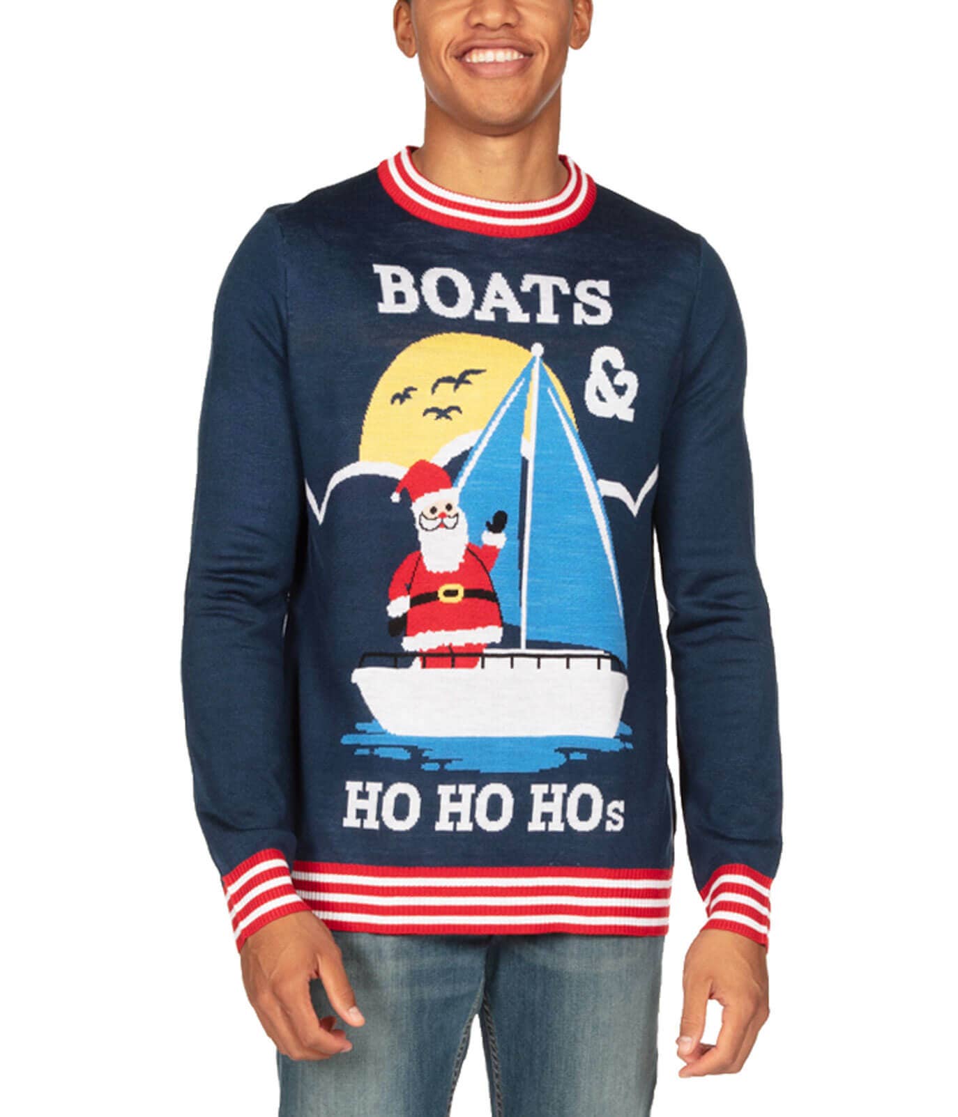Tipsy Elves – Großhandel Strickpullover – Herren – Boote & Ho Ho Hos Pullover - Lustiger Weihnachtspullover für Herren0